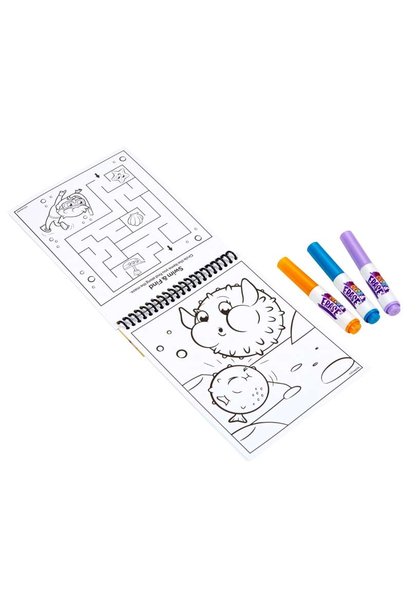 Crayola Color & Erase - Bloc de actividades reutilizable con marcadores para colorear