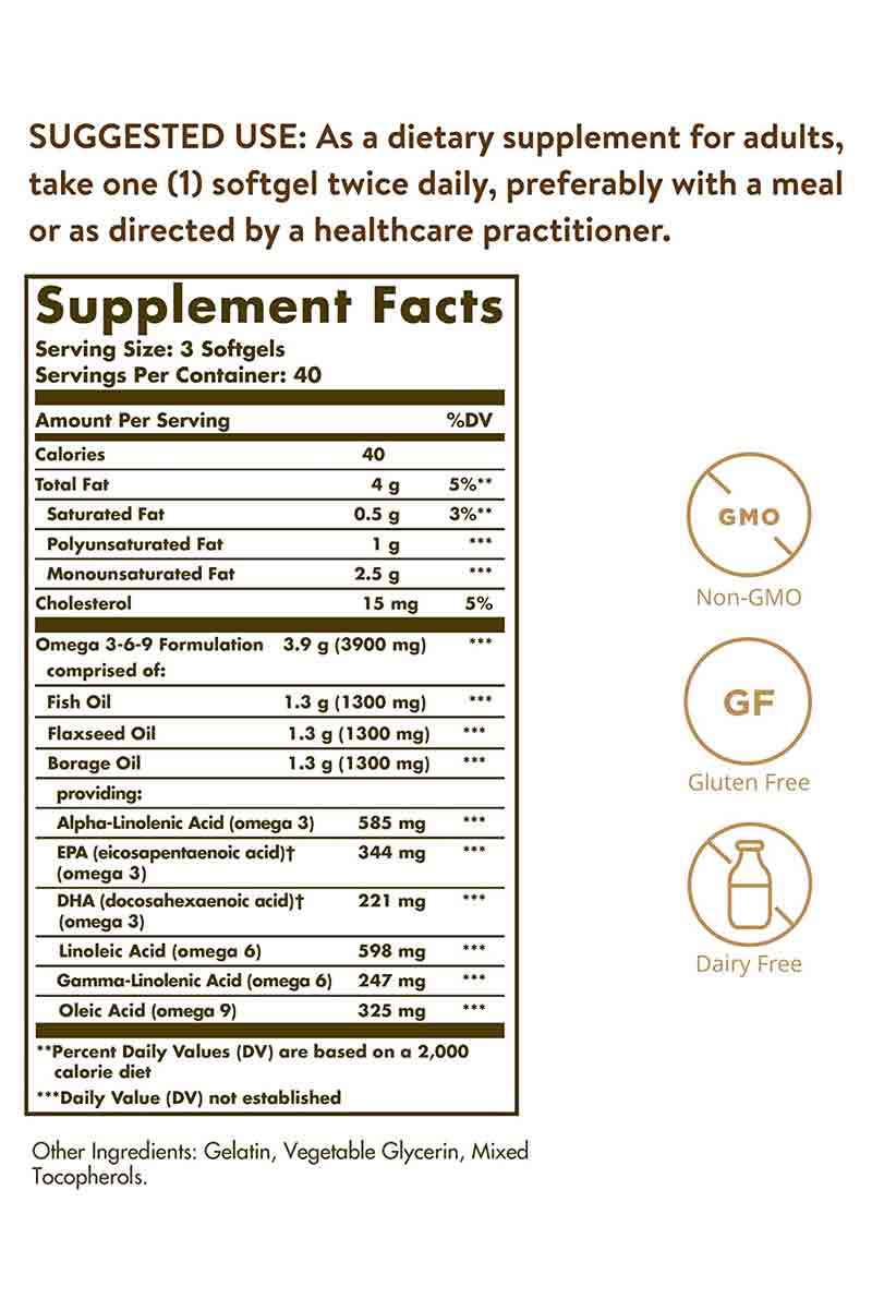 Solgar omega 3-6-9 1300 mg 120 softgels