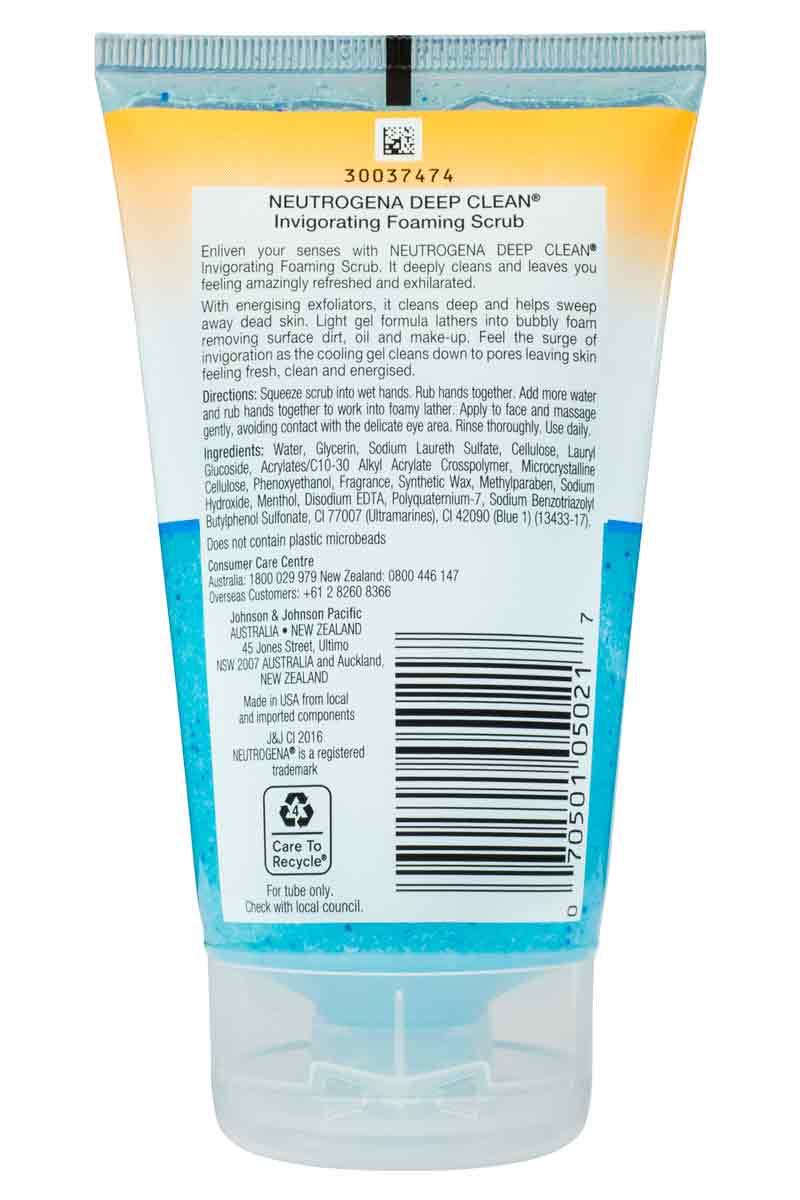 Neutrogena Deep Clean Invigorating Foaming Scrub - Exfoliante Facial 124 ml