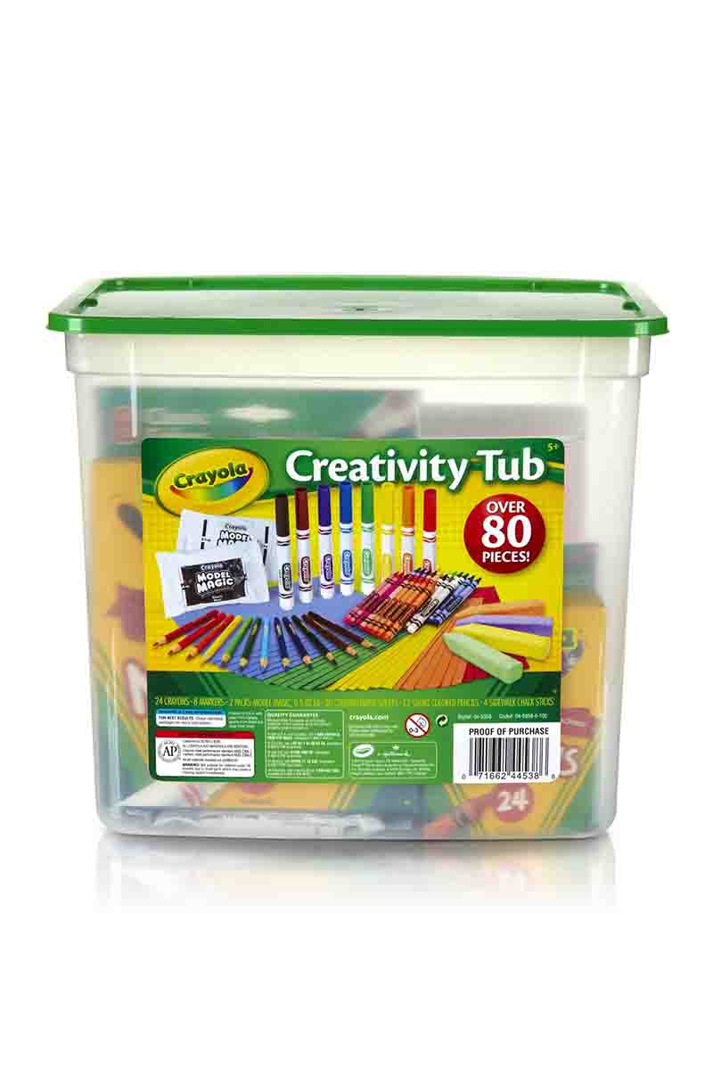 CRAYOLA Creativity Tub Balde con 80 productos para dibujar