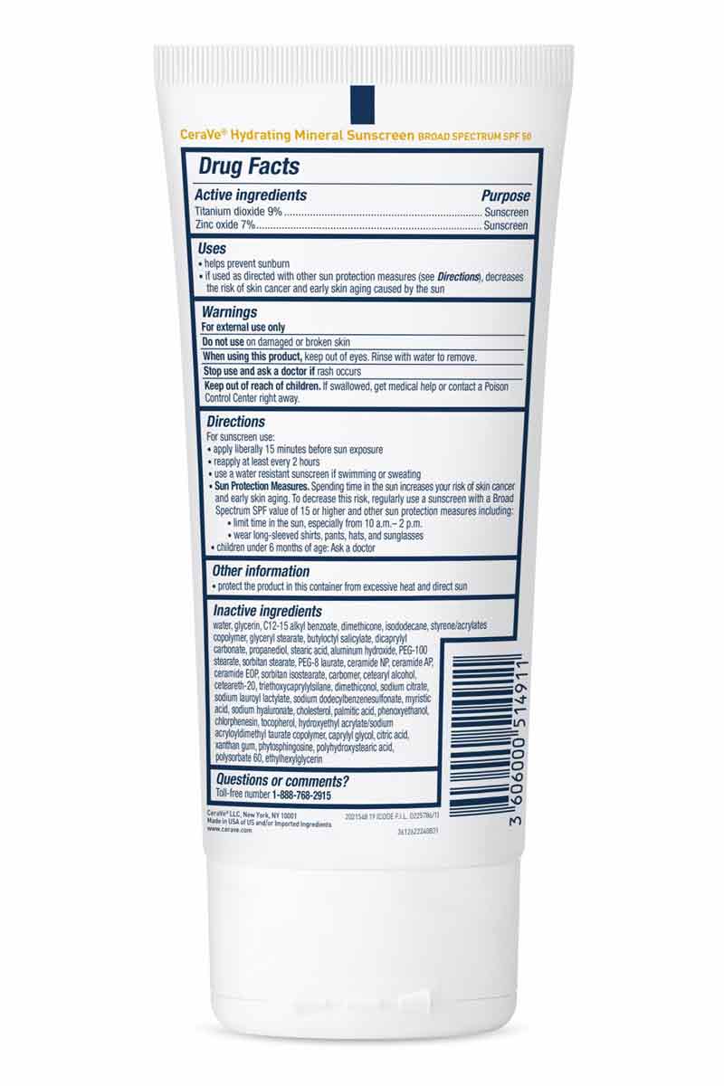 Cerave Protector solar mineral hidratante para el cuerpo SPF 50 150 ml