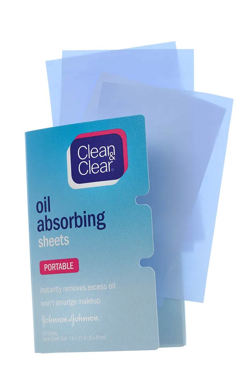 Clean & Clear Oil Absorbing Sheets Portable - Hojas de papel secantes del brillo facial 50 hojas