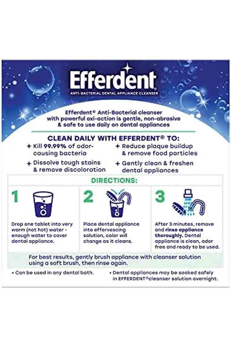 Efferdent Daily Cleanser Minty Fresh & Clean - Limpiador de dentadura Anti-Bacterial 44 tabletas