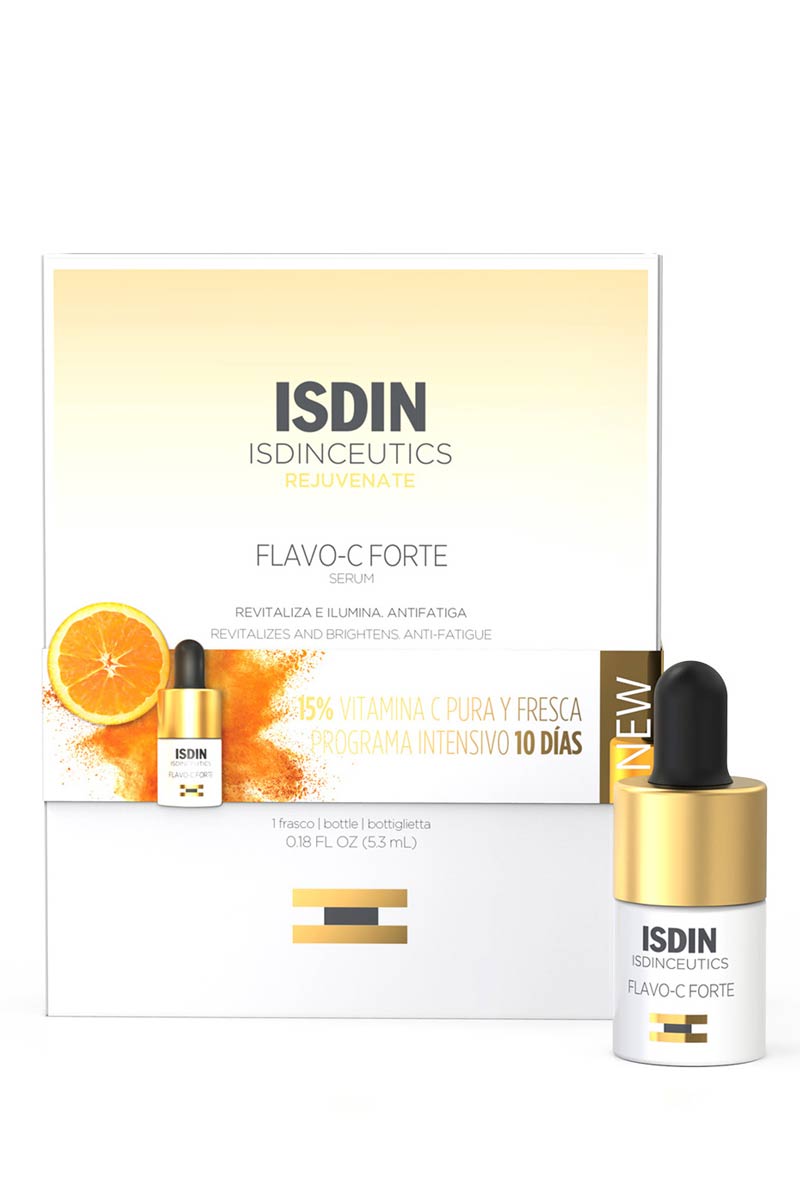 Isdin Isdinceutics Flavo-C Forte - Sérum con 15% de vitamina C pura y fresca 3 Botellas x 0.18 oz
