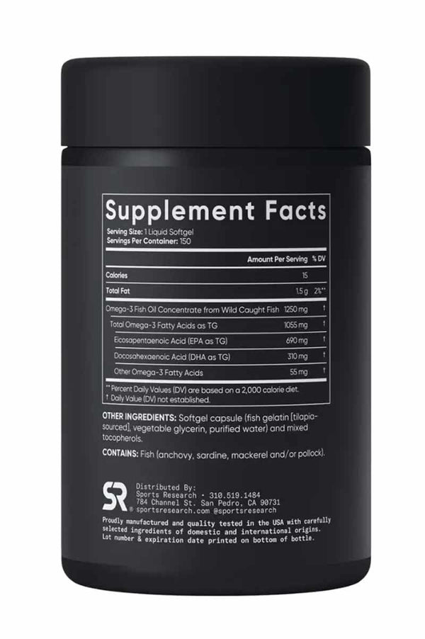 Sports Research Triple Strength Omega-3 1 055 mg Fish Oil 1 250 mg  150 Softgels