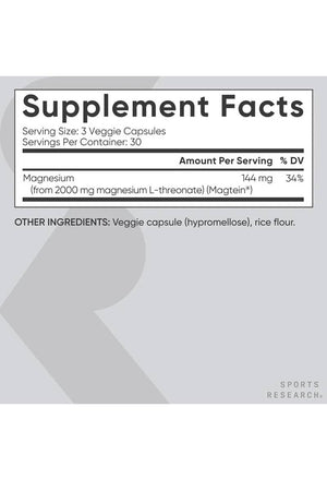 Sports research Magnesium L-Threonate 135 Capsulas