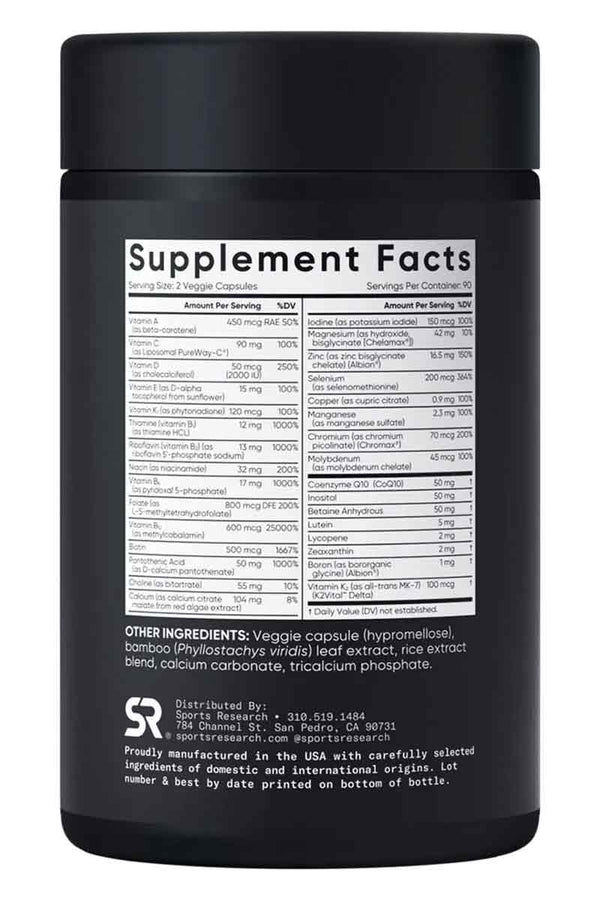 Sports Research Advanced Multivitamin 180 Veggie Capsules