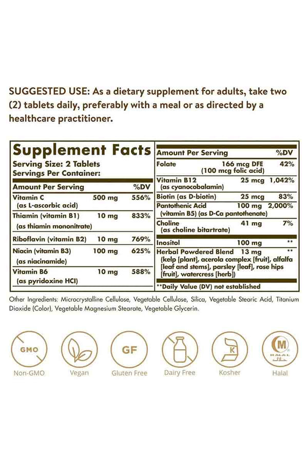 Solgar B-Complex With Vitamin C Stress Formula 100 Tabletas