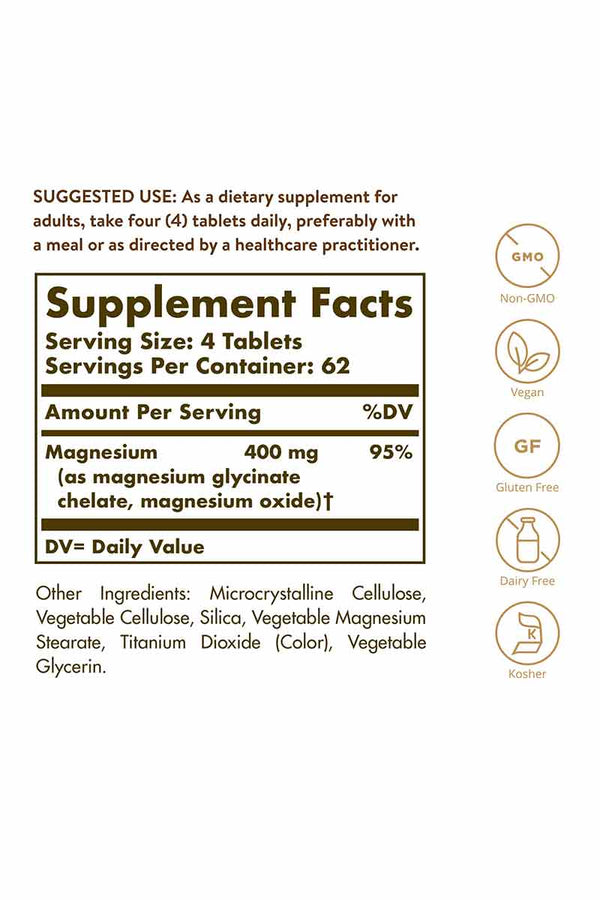 Solgar Chelated Magnesium 250 Tabletas