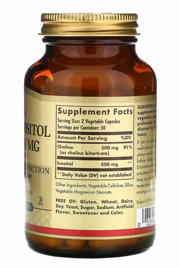 Solgar Choline 500 mg Inositol 500 mg 100 capsulas