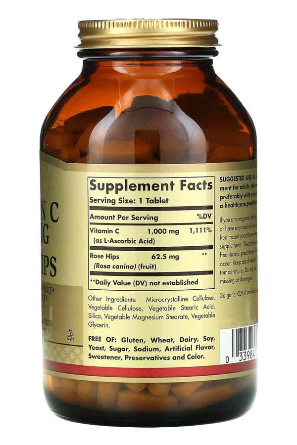 Solgar Vitamin C 1000 mg With Rose Hips 250 Tabletas
