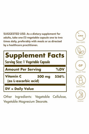 Solgar Vitamin C 500 mg 100 Capsulas