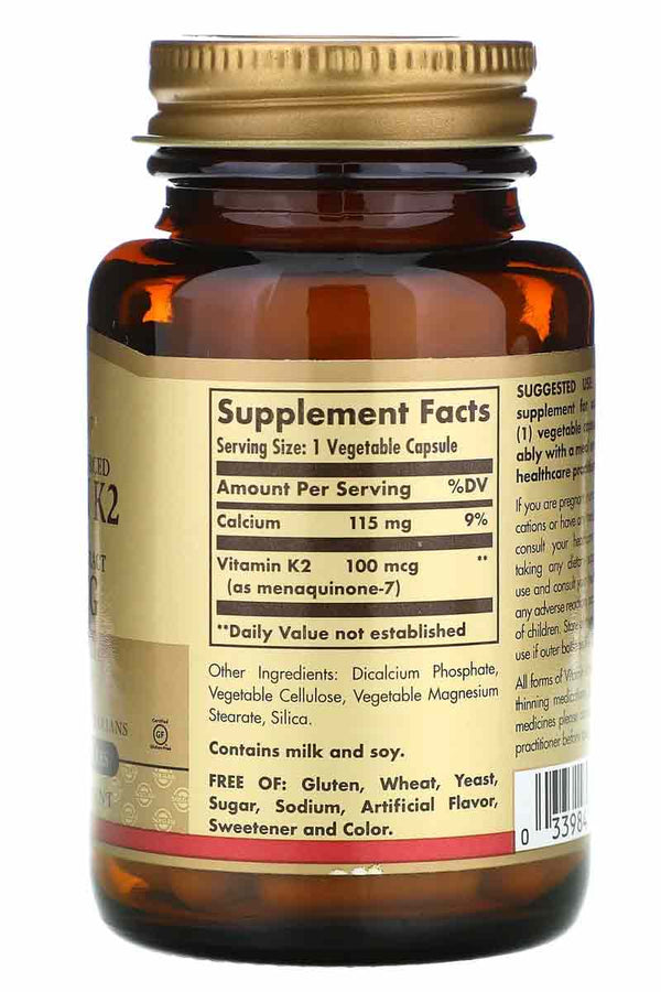 Solgar Vitamin K2  MK7 From Natto Extract 100 mcg 50 capsulas