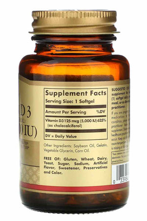 Solgar Vitamin D3 125 mcg ( 5000 iu ) 100 Softgels
