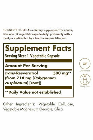 Solgar Resveratrol 500 mg 30 Capsulas