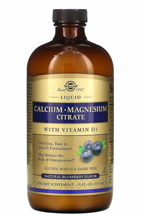 Solgar  Liquid Calcium-Magnesium Citrate Whit Vitamin D3 Bluberry Flavored 16 oz