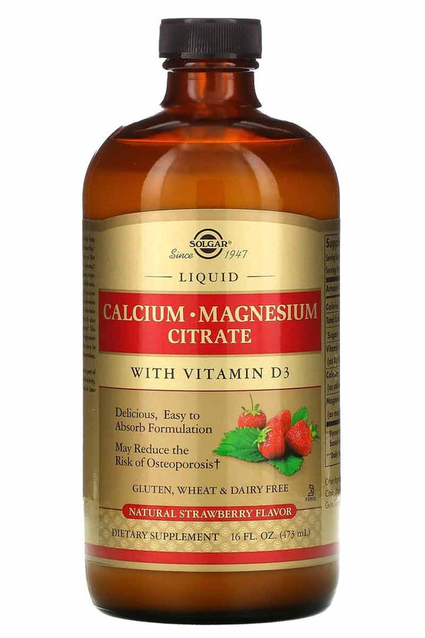Solgar  Liquid Calcium-Magnesium Citrate Whit Vitamin D3 Strawberry Flavored 16 oz