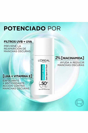 Loreal Bright Reveal SPF 50 Daily UV Lotion Fragrance free 50 ml