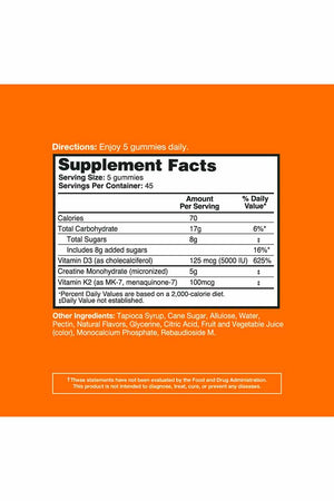 Zena Creatine Monohydrate D3\k2 5g 225 Gummies