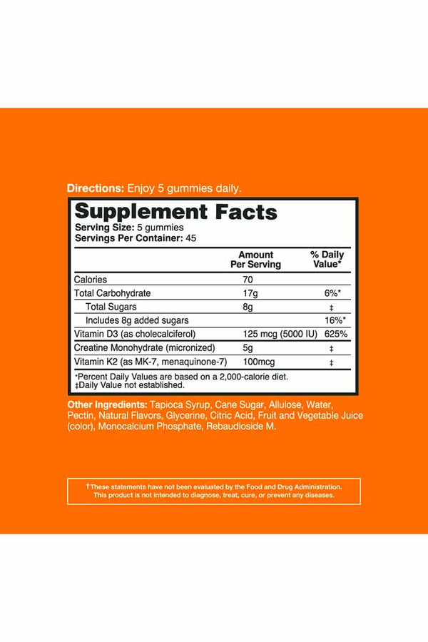 Zena Creatine Monohydrate D3\k2 5g 225 Gummies