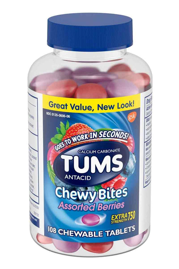 Tums Chewy Bites - Antiácido Fusión de frutas, 28 Tabletas Masticables