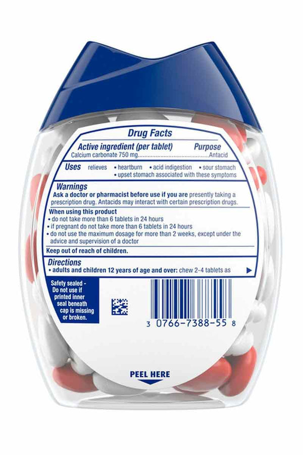 Tums Antacid Chewy Bites Peppermint Extra Strength 750 60 Chewable Tablets