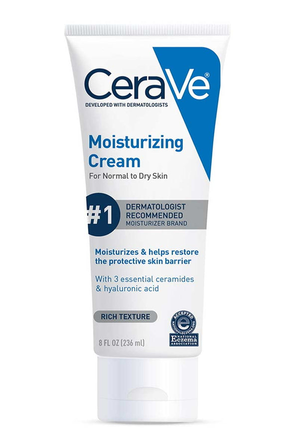 Cerave Moisturizing Cream - Crema para rostro y cuerpo humectante para piel normal a seca, 8 oz.