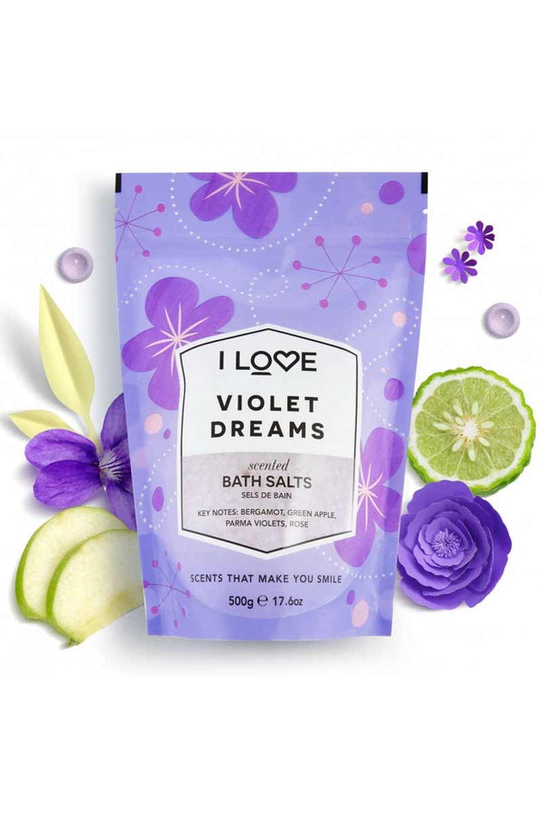 I Love Violet Dreams Scented Bath Salts - Sales De Baño Sueños Violetas 500 G