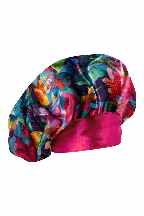 Cala gorro de satén sedoso L-XL Flores Tropicales 66031