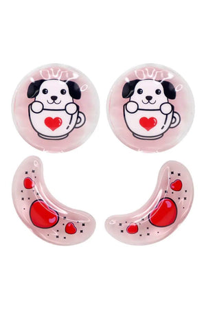 Cala Almohadillas Calientes y Frias Para Los Ojos ( cachorro/corazones )2 Pares Reutilizables