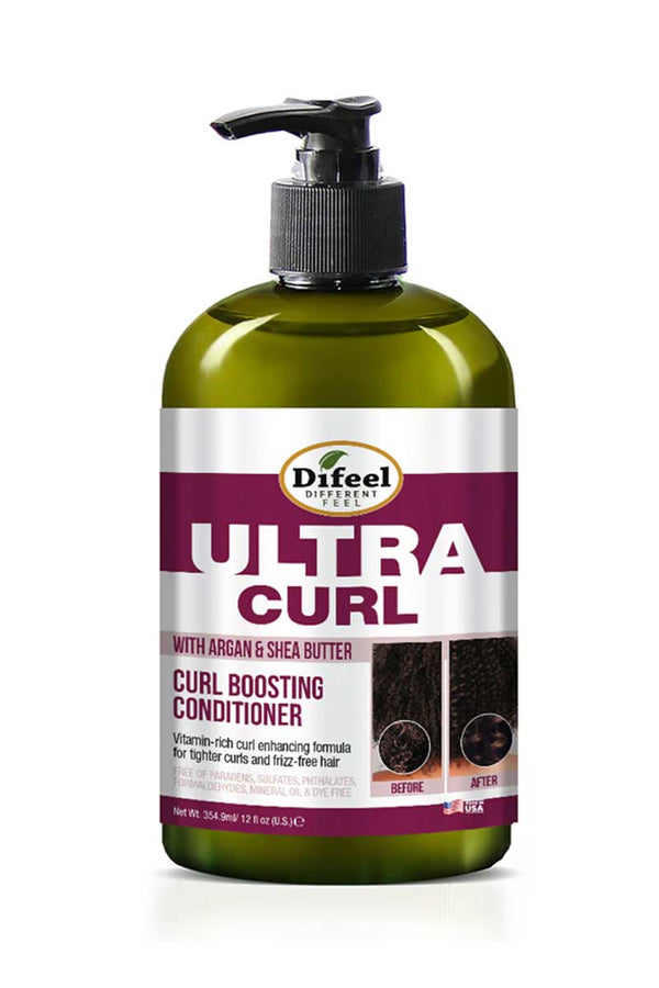 Difeel Ultra Curl Con Argán Y Manteca De Karité - Acondicionador Potenciador De Rizos 12 Oz.