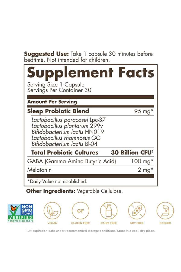 Solgar Advanced Sleep Support Probiotic 30 Billion 30 capsulas