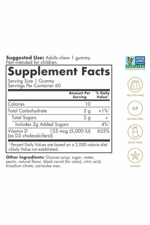 Solgar Ultra Potency Vitamin D3 5000 IU 60 Gummies