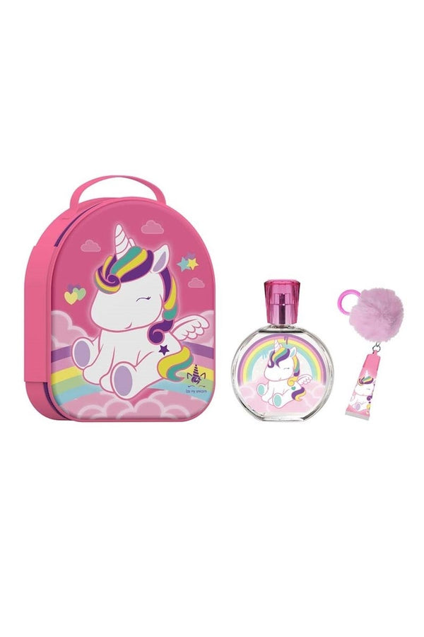 Eau My Unicorn Set Eau de Toilette + Llavero & Brillo de Labios + Hermoso Morral