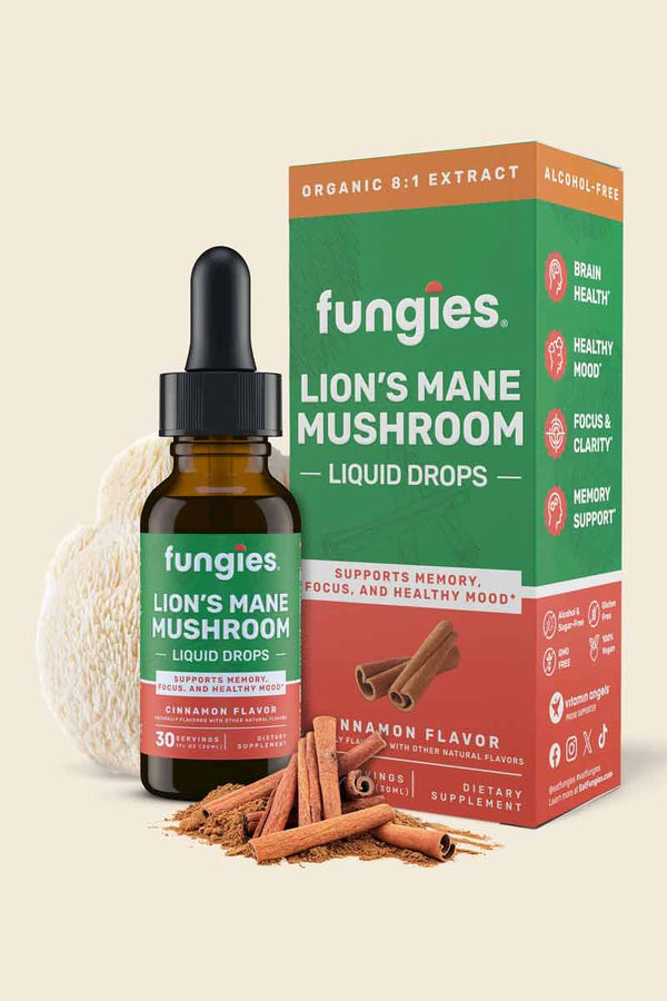 Funguies - Gotas líquidas de hongo melena de león Flavor Cinnamon 30 ml