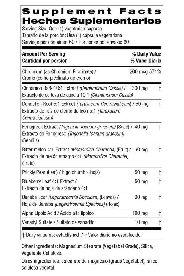 Bio Nutrition Blood Sugar - Bienestar del Azúcar en la Sangre 60 Capsulas