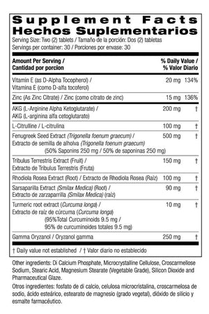Bio Nutrition Testosterone Wellness - Bienestar de la testosterona 60 Tabletas