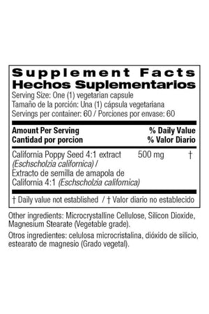Bio Nutrition California Poppy Seed - Apoya La Relajacion 60 Capsulas