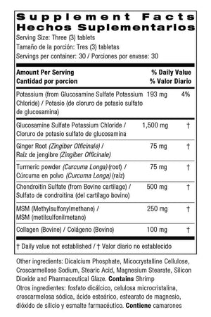 Bio Nutrition Advanced Glucosamine/Chondroitin/Msm and Turmeric, Ginger & Collagen 90 Tabletas