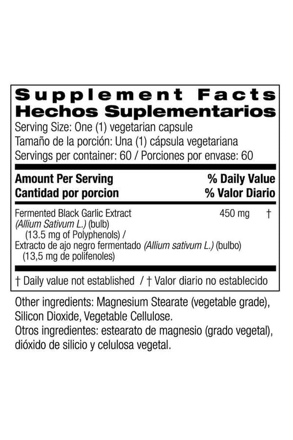 Bio Nutrition Fermented Black Garlic - Apoyo Inmunológico 60 Capsulas