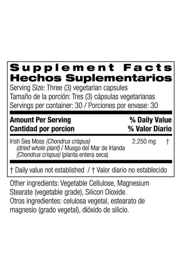 Bio Nutrition Irish Sea Moss - Apoyo Inmunológico 90 Capsulas