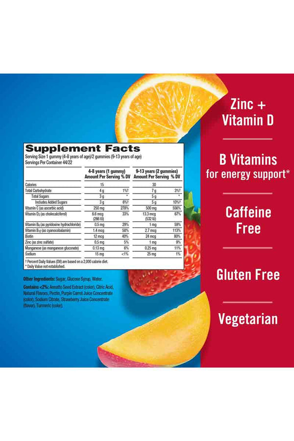 Emergen-C Kidz Fun-tastic Fruit -  para el Sistema Inmunológico 44 Gummies