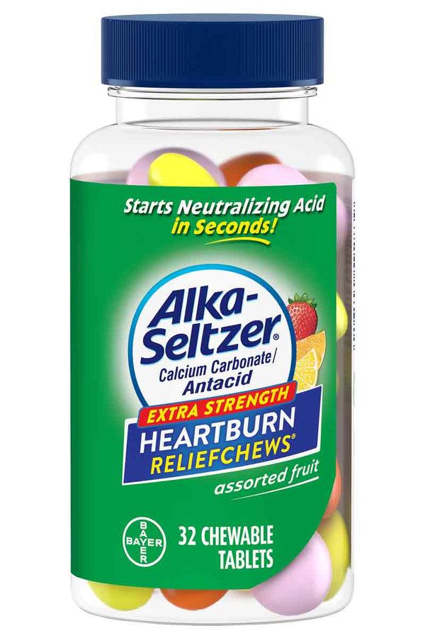 ALKA SELTZER 32 Tabletas masticables Extra Strength Assorted Fruit