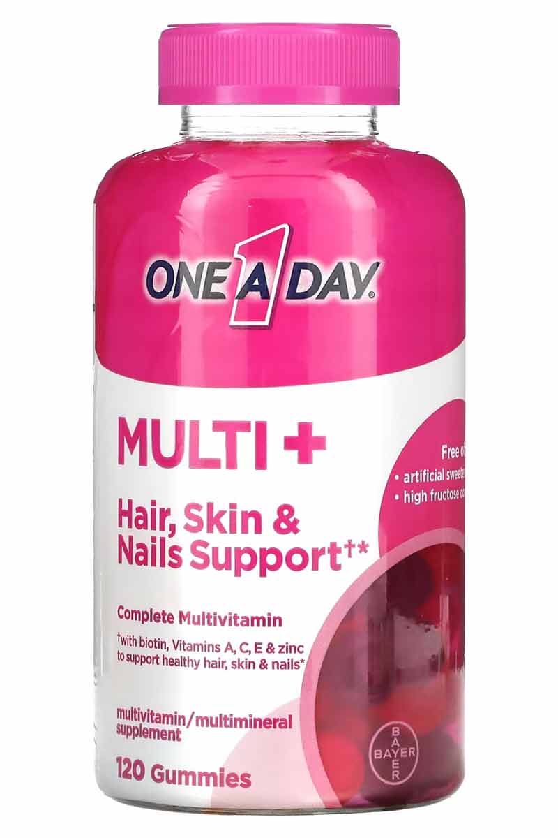 One A Day Multi + refuerzo de apoyo para cabello, piel y uñas saludables 120 Gummies