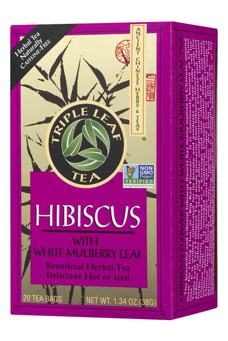Triple Leaf Tea Hibiscus -Té de hibisco con hojas de morera blanca 20 Bolsitas de te