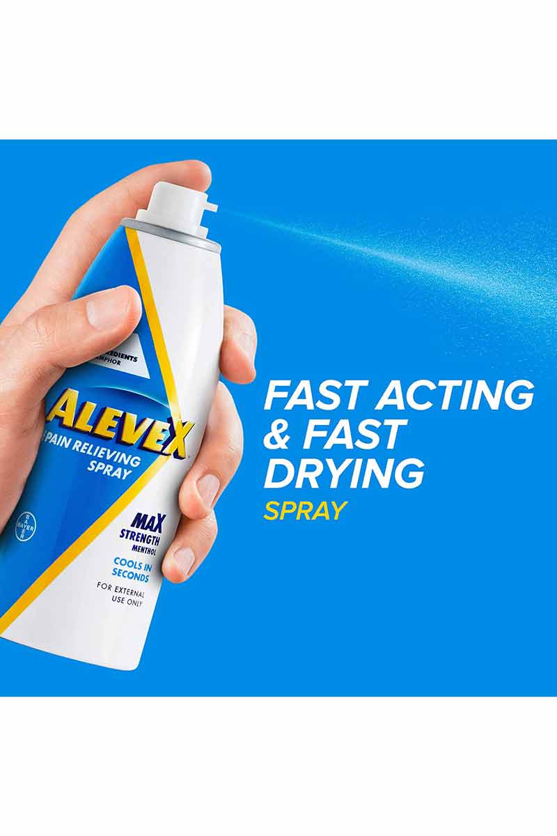 Alevex Pain Relieving Spray Max Strength Menthol - para aliviar el dolor, acción rápida y secado rápido 91 g