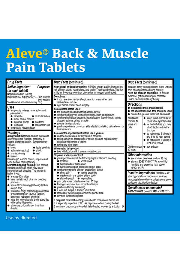 Aleve Back & Muscle Pain - Alivio Del Dolor de espalda y dolor muscular 90 Tabletas