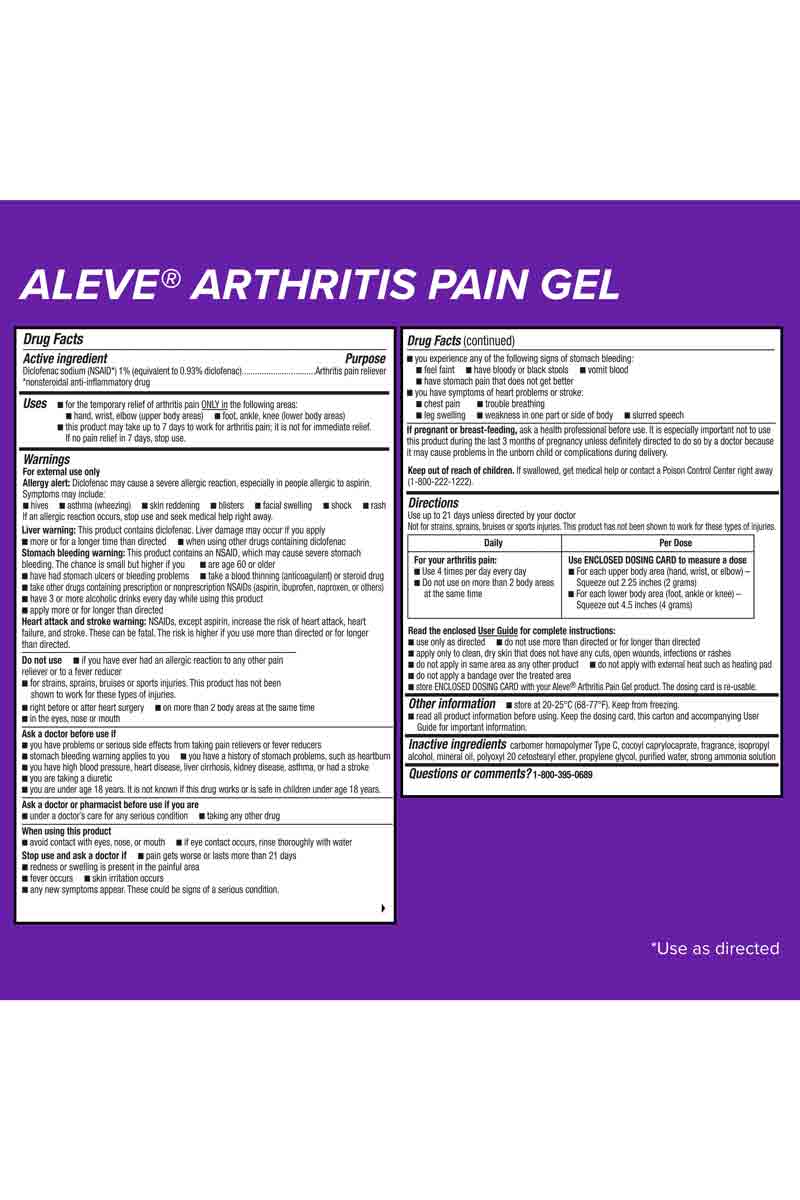 Aleve Arthritis Pain Gel - Gel para el dolor de artritis 100 g