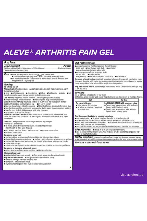 Aleve Arthritis Pain Gel Gel para el dolor de artritis 100 g Almacén Madeira