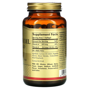 Solgar Cod Liver Oil vitamins a & d 100 sofgels